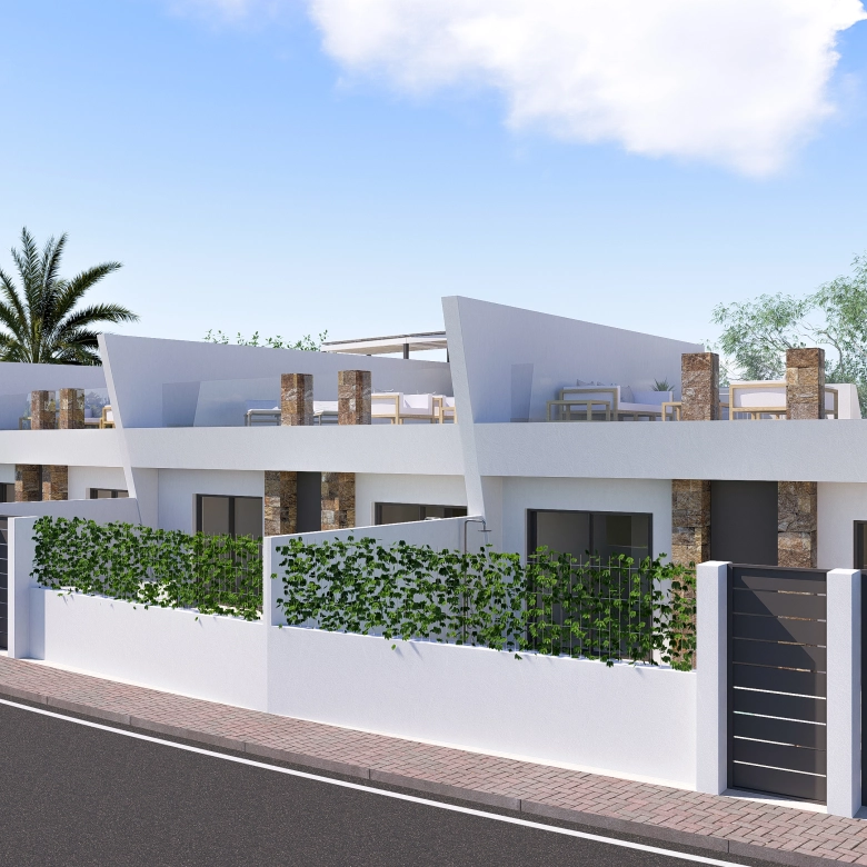 Exterior moderno de las villas en venta en Roldán