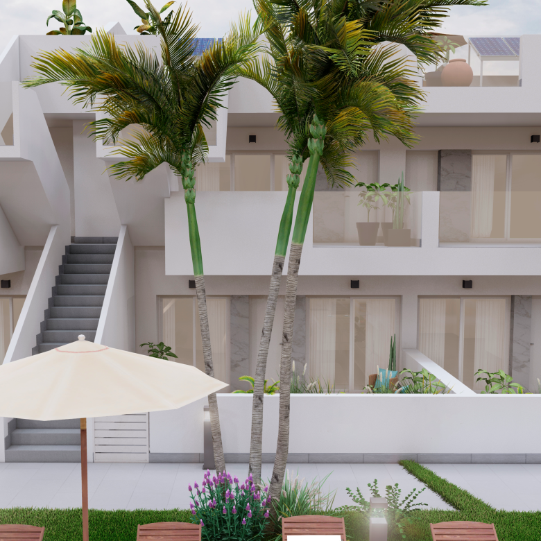 Community pool area bungalows for sale in Murcia